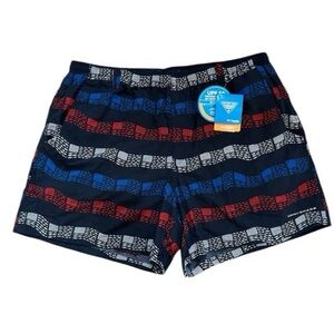 COLUMBIA SUPER Backcast Water Shorts Swim Trunks Mens Size XXL Navy Blue Fish